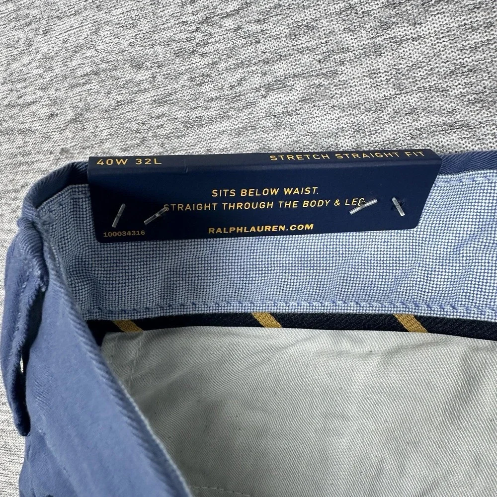 Polo Ralph Lauren Pants Mens 40x32 Blue Stretch Cotton Twill Chino City NEW